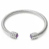 Pulsera rígida plateada ERYNA con piedras de colores - MORADO Pulsera rígida plateada ERYNA con piedras de colores - MORADO