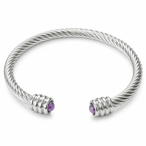 Pulsera rígida plateada ERYNA con piedras de colores - MORADO Pulsera rígida plateada ERYNA con piedras de colores - MORADO