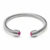 Pulsera rígida plateada ERYNA con piedras de colores - ROSA Pulsera rígida plateada ERYNA con piedras de colores - ROSA