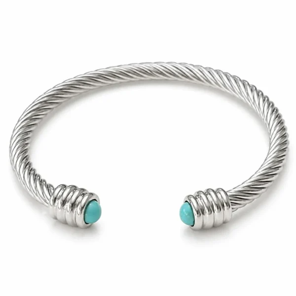 Pulsera rígida plateada ERYNA con piedras de colores - TURQUESA Pulsera rígida plateada ERYNA con piedras de colores - TURQUESA