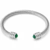 Pulsera rígida plateada ERYNA con piedras de colores - VERDE Pulsera rígida plateada ERYNA con piedras de colores - VERDE